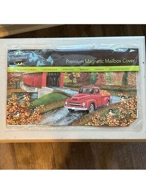 Briarwood Lane Magnetic Mailbox Cover with a Beautiful Fall covered bridge scene